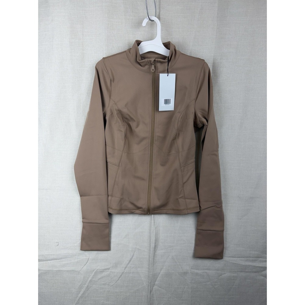 Girlfriend‎ Collective Jacket Womens Medium Beige Full Zip Track Thumbholes